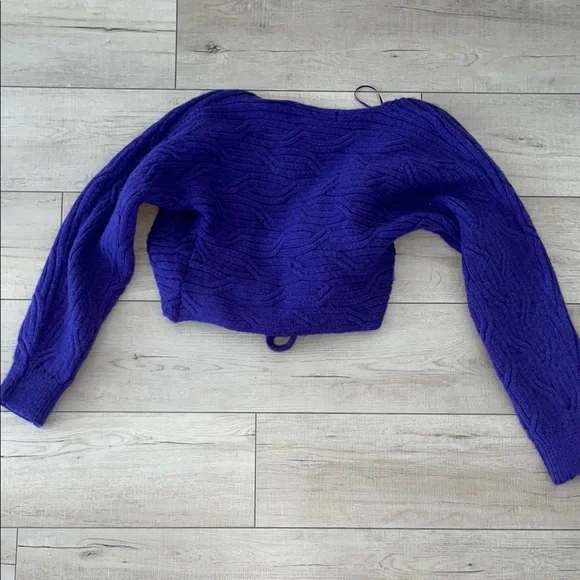 Purple V-Neck Wrap Sweater - Picture 3 of 3